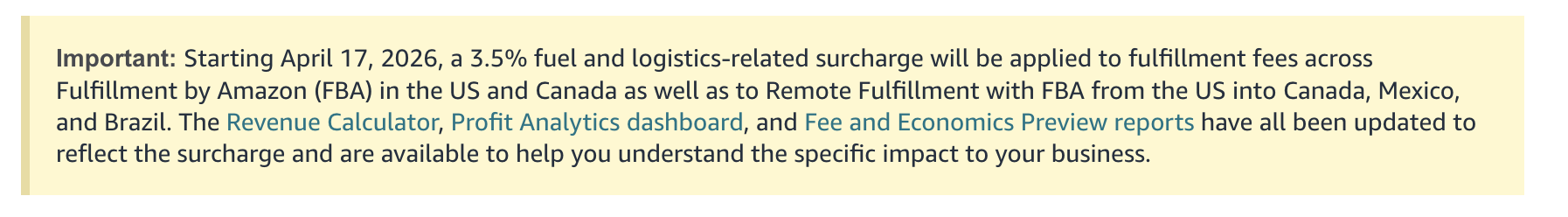 amazon description of global fuel fee